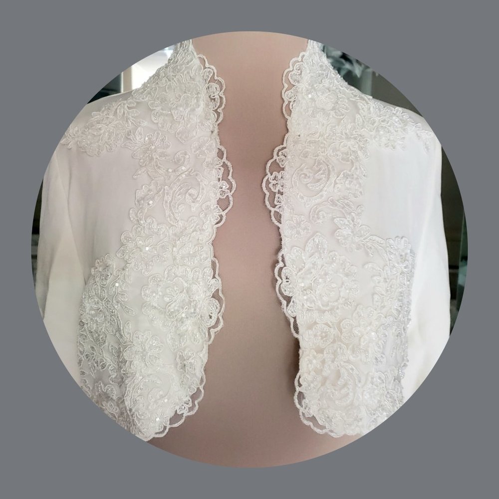 Blue Ribbon UK lace crepe jacket shrug bolero 14